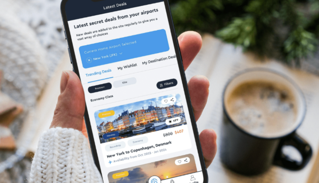 Woman holds phone with her trip itinerary prepared by AI Assistant